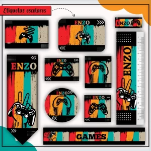 Arquivo Corte Etiqueta Escolar Video Game