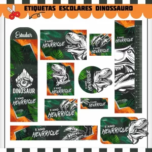 Arquivo Digital Etiqueta Escolar Dinossauro