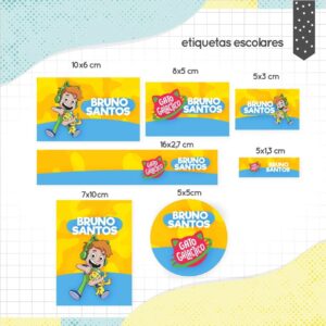 Arquivo Digital Etiqueta Escolar Gato Galactico