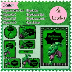 Arquivo Digital Etiqueta Escolar Hulk