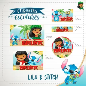 Arquivo Digital Etiqueta Escolar Lilo e Stitch