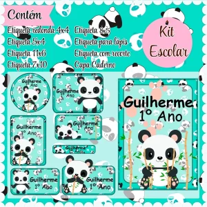 Arquivo Digital Etiqueta Escolar Panda