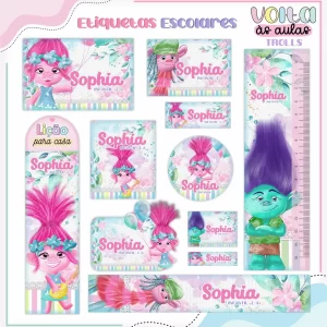 Arquivo Digital Etiqueta Escolar Trolls