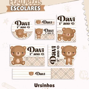 Arquivo Digital Etiqueta Escolar Ursinho