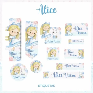 Arquivo Etiqueta Escolar Alice Png