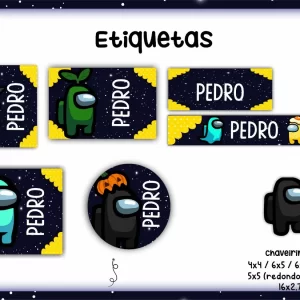 Arquivo Etiqueta Escolar Among Us Png