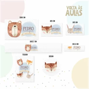 Arquivo Etiqueta Escolar Animais Cute