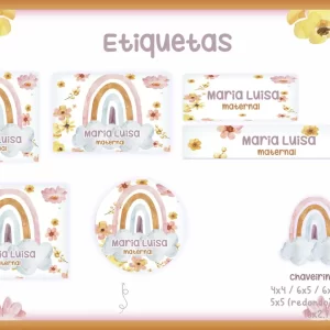 Arquivo Etiqueta Escolar Arco-Íris Png