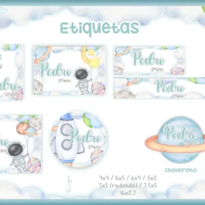 Arquivo Etiqueta Escolar Astronauta Png