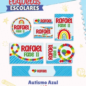 Arquivo Etiqueta Escolar Autismo Azul