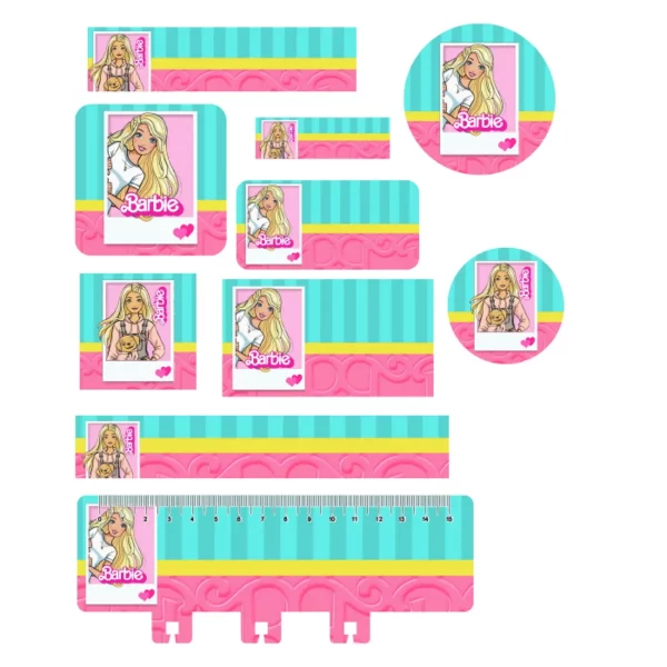 Arquivo Etiqueta Escolar Barbie Png e Pdf