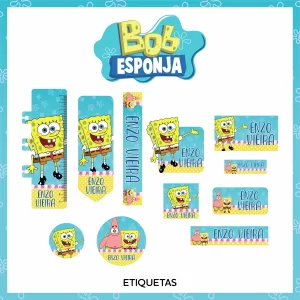 Arquivo Etiqueta Escolar Bob Esponja