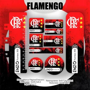 Arquivo Etiqueta Escolar Flamengo Png e Pdf