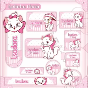 Arquivo Etiqueta Escolar Gata Marie