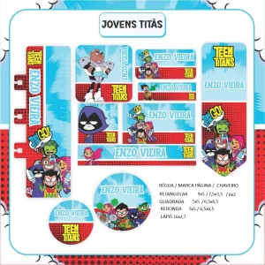 Arquivo Etiqueta Escolar Jovens Titãs