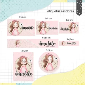 Arquivo Etiqueta Escolar Menina Morena