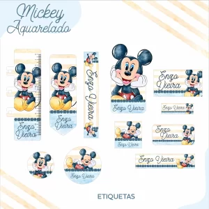 Arquivo Etiqueta Escolar Mickey Png e Pdf