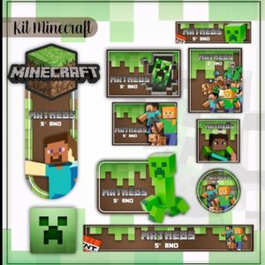 Arquivo Etiqueta Escolar Minecraft Menino
