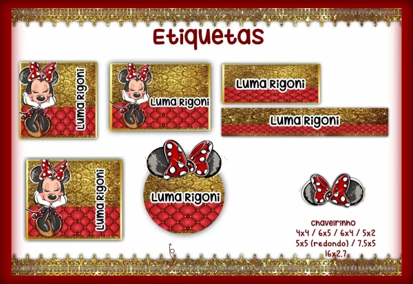 Arquivo Etiqueta Escolar Minnie Png