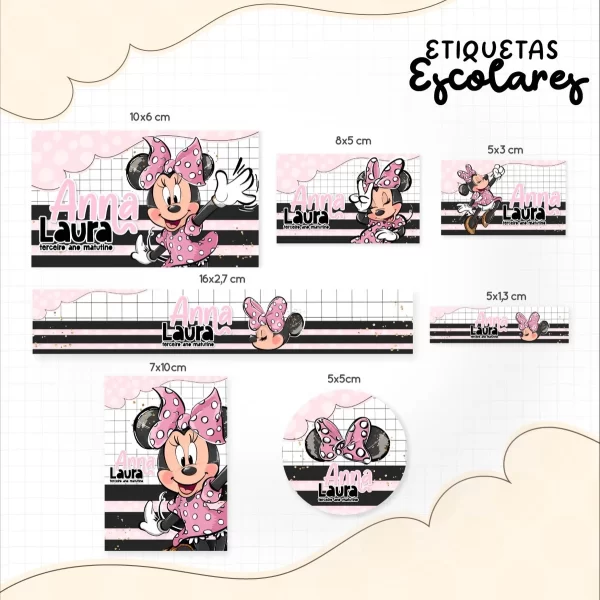 Arquivo Etiqueta Escolar Minnie Rosa