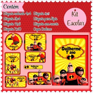 Arquivo Etiqueta Escolar Os Incríveis