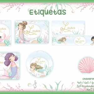 Arquivo Etiqueta Escolar Sereia Png
