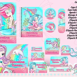 Arquivo Etiqueta Escolar Sereia Studio e Pdf