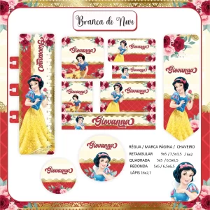 Arquivo Etiqueta Escolar Tema Branca de Neve