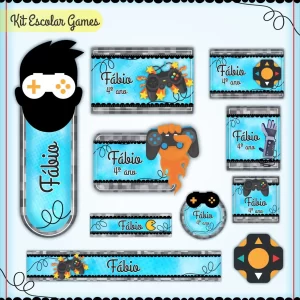 Arquivo Etiqueta Escolar Tema Games