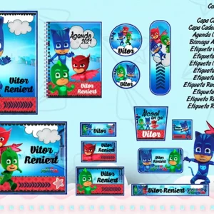 Arquivo Etiqueta Escolar Tema PJ Masks