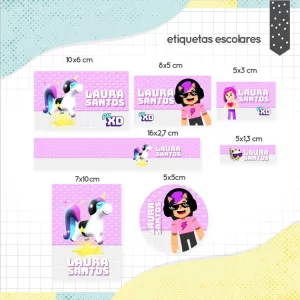 Arquivo Etiqueta Escolar Tema PK XD