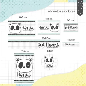 Arquivo Etiqueta Escolar Tema Panda