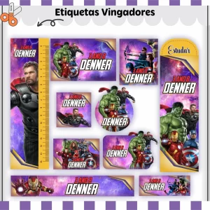 Arquivo Etiqueta Escolar Tema Vingadores