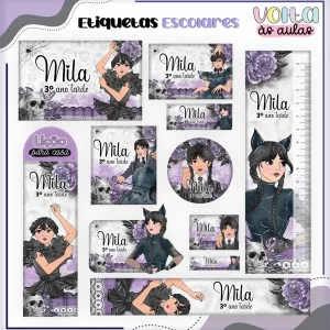Arquivo Etiqueta Escolar Tema Wandinha