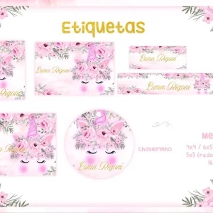 Arquivo Etiqueta Escolar Unicórnio Png