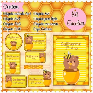 Arquivo Etiqueta Escolar Ursinho Mel