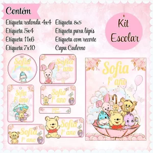 Arquivo Etiqueta Escolar Ursinho Pooh