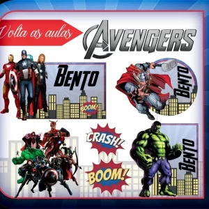 Arquivo Etiqueta Escolar Vingadores Studio