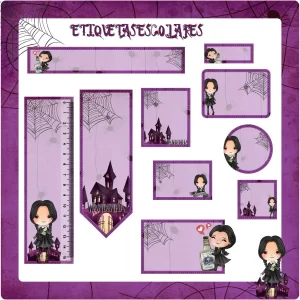 Arquivo Etiqueta Escolar Wandinha Studio