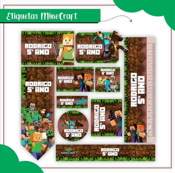 Arquivo Etiqueta Minecraft Studio, Png e Pdf