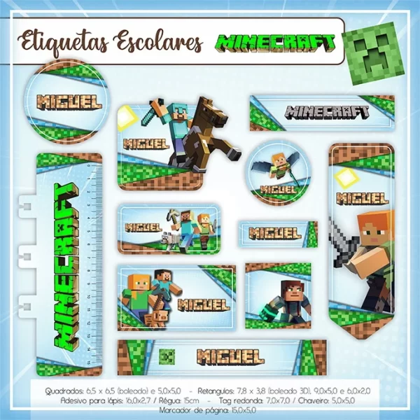 Arquivo Etiqueta Minecraft Studio e Pdf