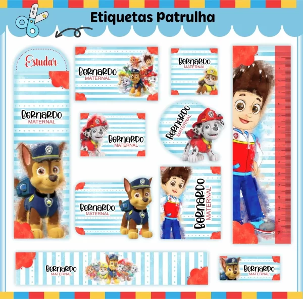 Arquivo Etiqueta Patrulha Studio, Png e Pdf