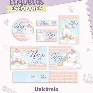 Arquivo Etiqueta Unicórnio Studio, Pdf e Png