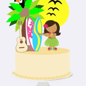 Topo de bolo Festa Havaiana arquivo de corte Studio para imprimir