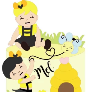 Arquivo Topo Bolo Meninas Abelhinha Studio