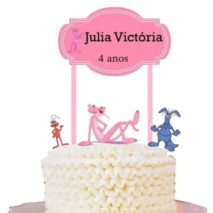 Arquivo Topo Bolo Pantera Cor de Rosa Studio