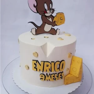 Arquivo digital Jerry com queijo para topo de bolo e decoração de festa de aniversário infantil divertida.