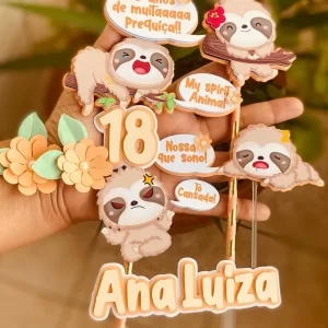 Arquivo Topo de Bolo Preguiça Studio