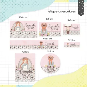 Arquivo de Corte Etiqueta Escolar Anne