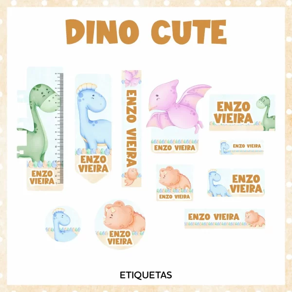 Arquivo de Corte Etiqueta Escolar Dinossauros